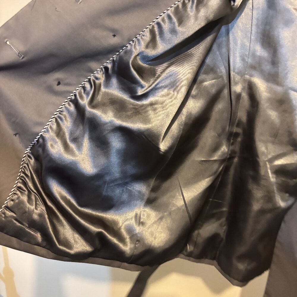 Sandro Studio Gray Ruffle Double Breasted Belted … - image 6